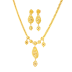 22K Classic Yellow Gold Spherical Charm Necklace with Polished Cable Chain