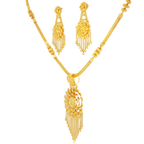 22K Triple Layered Yellow Gold Geometric Bar Necklace