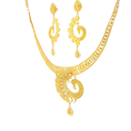 22K Dual-Strand Yellow Gold Layered Necklace with Polished Bar Pendant and Beaded Accents