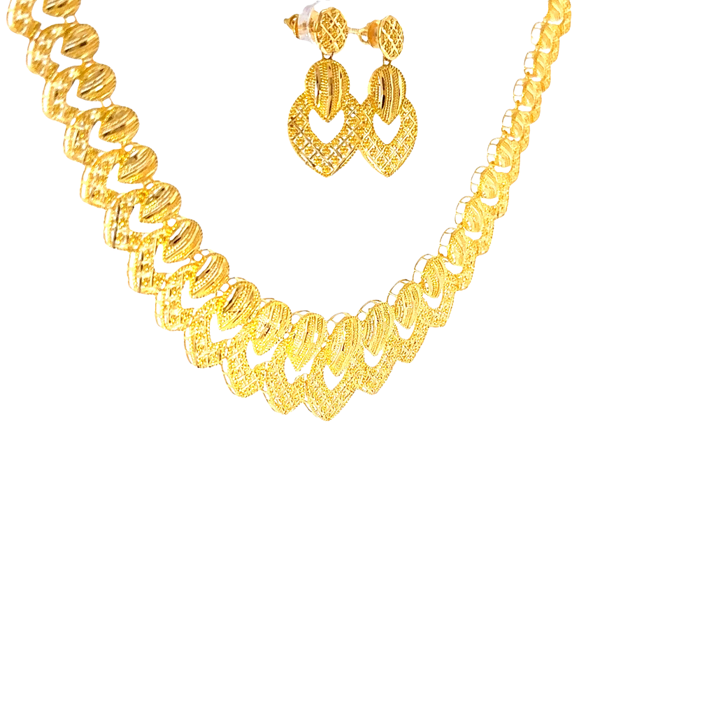 22K Three-Tiered Yellow Gold Layered Necklace with Polished Disc and Bar Accents