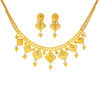22K Sophisticated Double Layered Yellow Gold Paperclip and Link Necklace