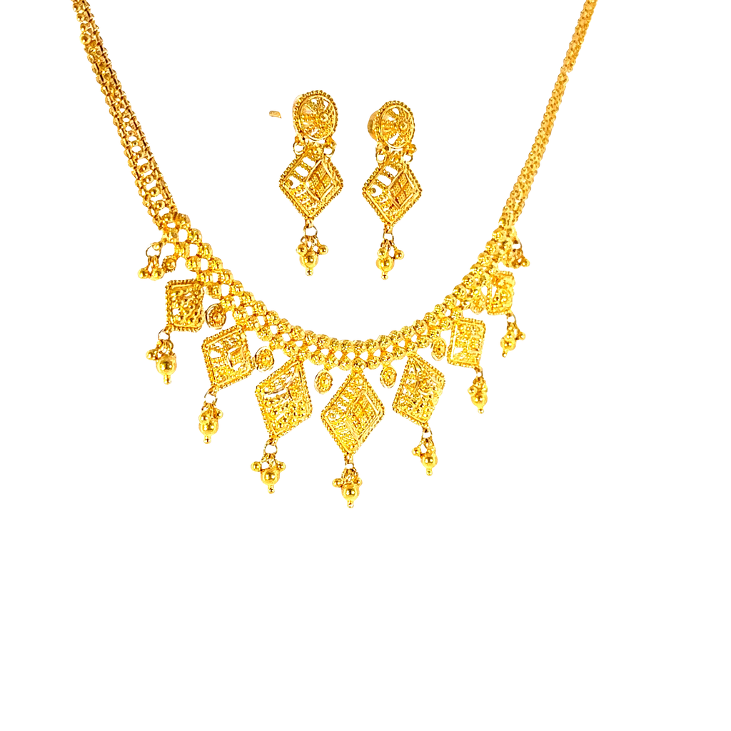22K Sophisticated Double Layered Yellow Gold Paperclip and Link Necklace