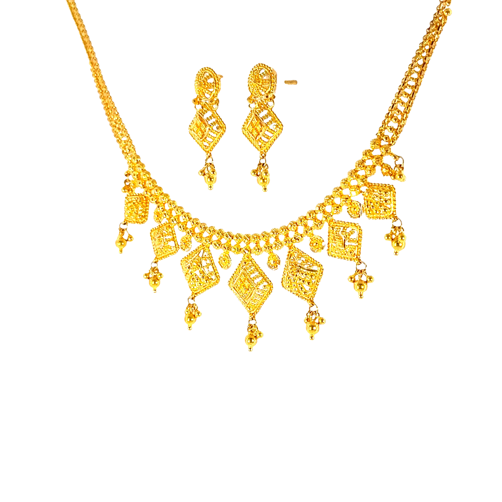 22K Sophisticated Double Layered Yellow Gold Paperclip and Link Necklace