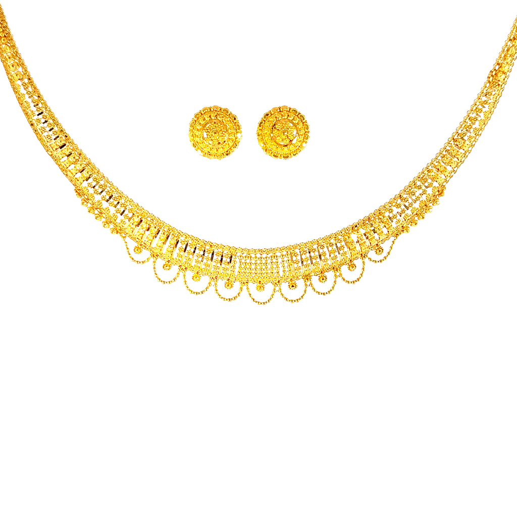 22K Classic Yellow Gold Rope Chain Necklace with Polished Twisted Links