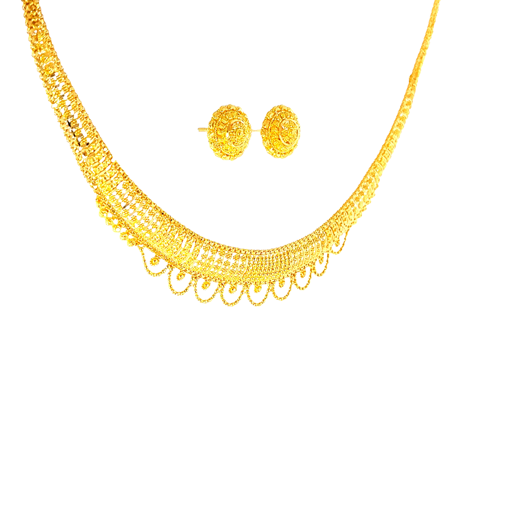 22K Classic Yellow Gold Rope Chain Necklace with Polished Twisted Links