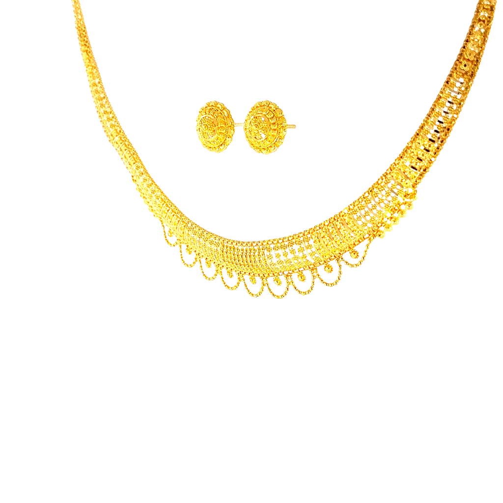 22K Classic Yellow Gold Rope Chain Necklace with Polished Twisted Links