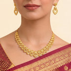 22K Three-Tiered Yellow Gold Layered Necklace with Polished Disc and Bar Accents