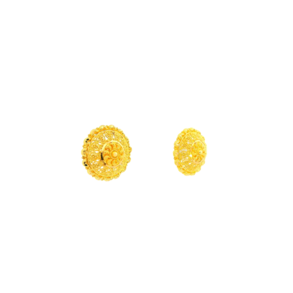22K Yellow Gold Traditional Stud Earrings | Classic Heavy Polished Tops
