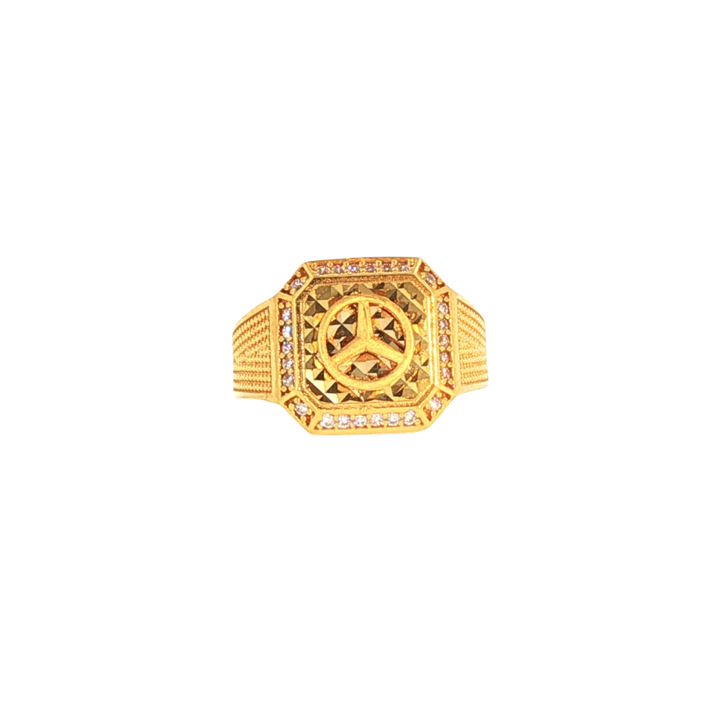 22K Yellow Gold Men’s Stone Ring with Cubic Zirconia – 7g, Size 10