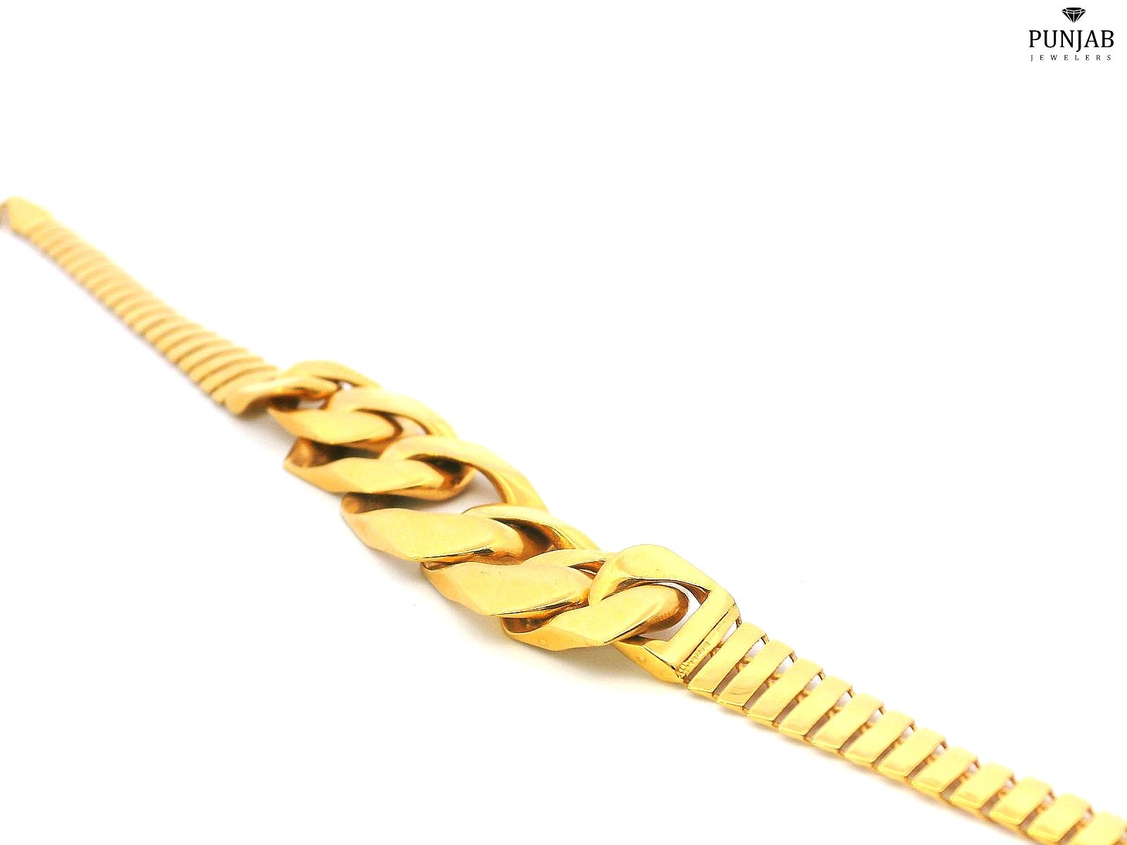21K Yellow Gold Bold Link Bracelet with Spring Lock
