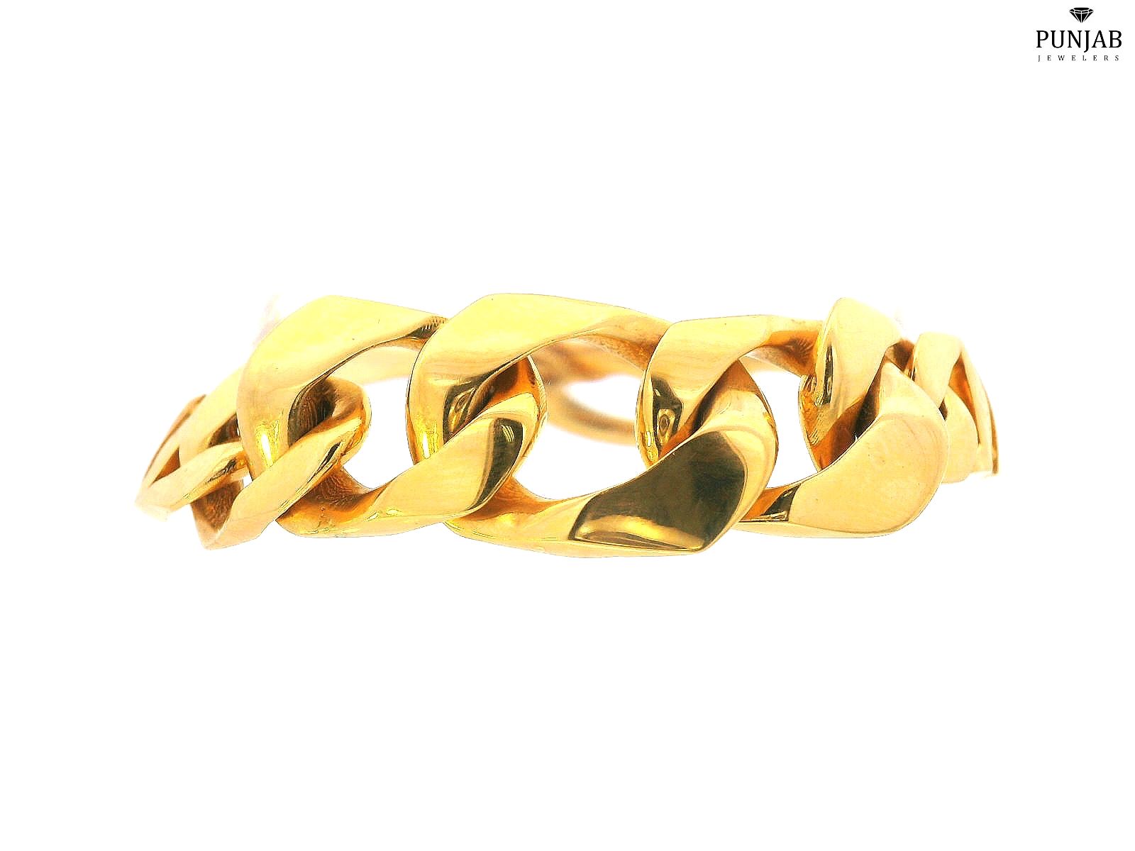 21K Yellow Gold Bold Link Bracelet with Spring Lock