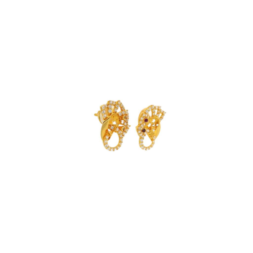 22K Yellow Gold CZ Stud Earrings | Classic Stone Tops