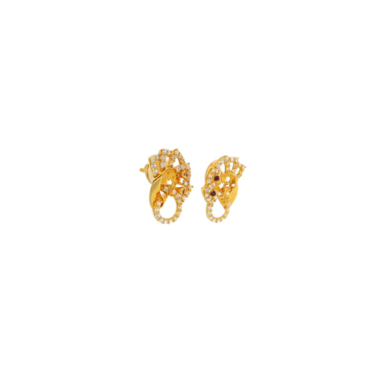 22K Yellow Gold CZ Stud Earrings | Classic Stone Tops