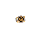 22K Yellow Gold Sikh Style Men’s Ring | CZ Designer Statement Band