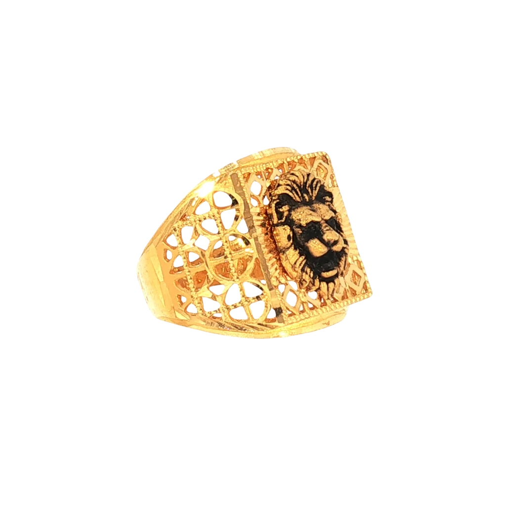 22K Men’s Yellow Gold Fancy Ring – 9.1g, Polished Finish, Resizable, Size 10
