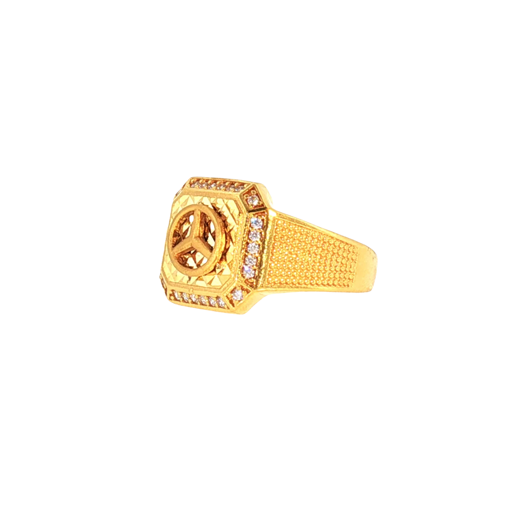 22K Yellow Gold Men’s Stone Ring with Cubic Zirconia – 7g, Size 10