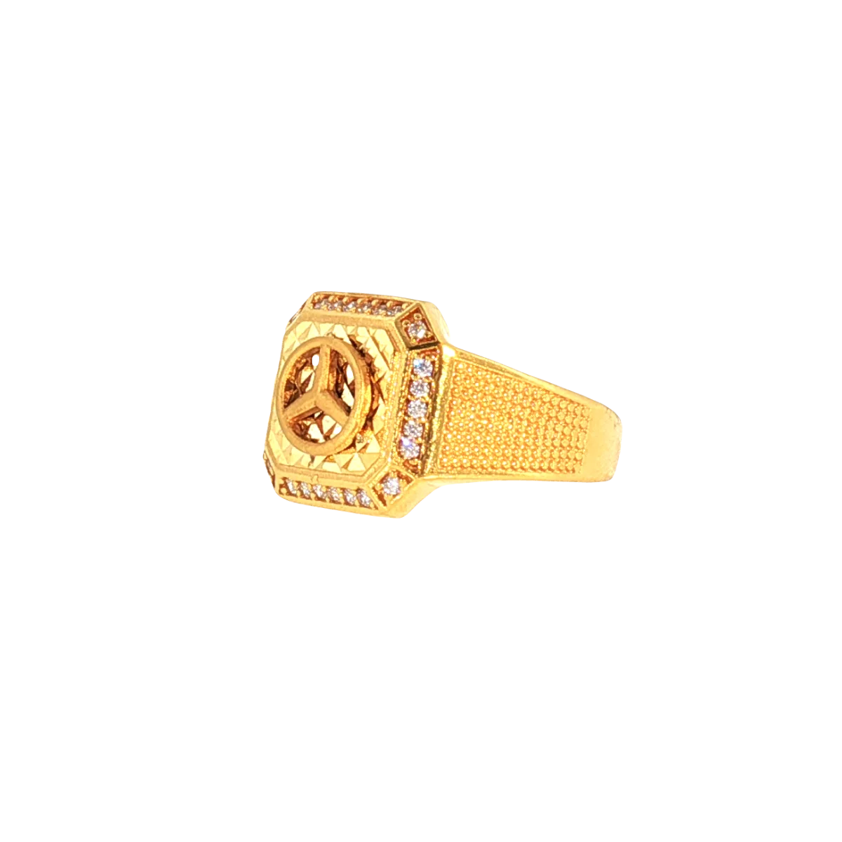 22K Yellow Gold Men’s Stone Ring with Cubic Zirconia – 7g, Size 10