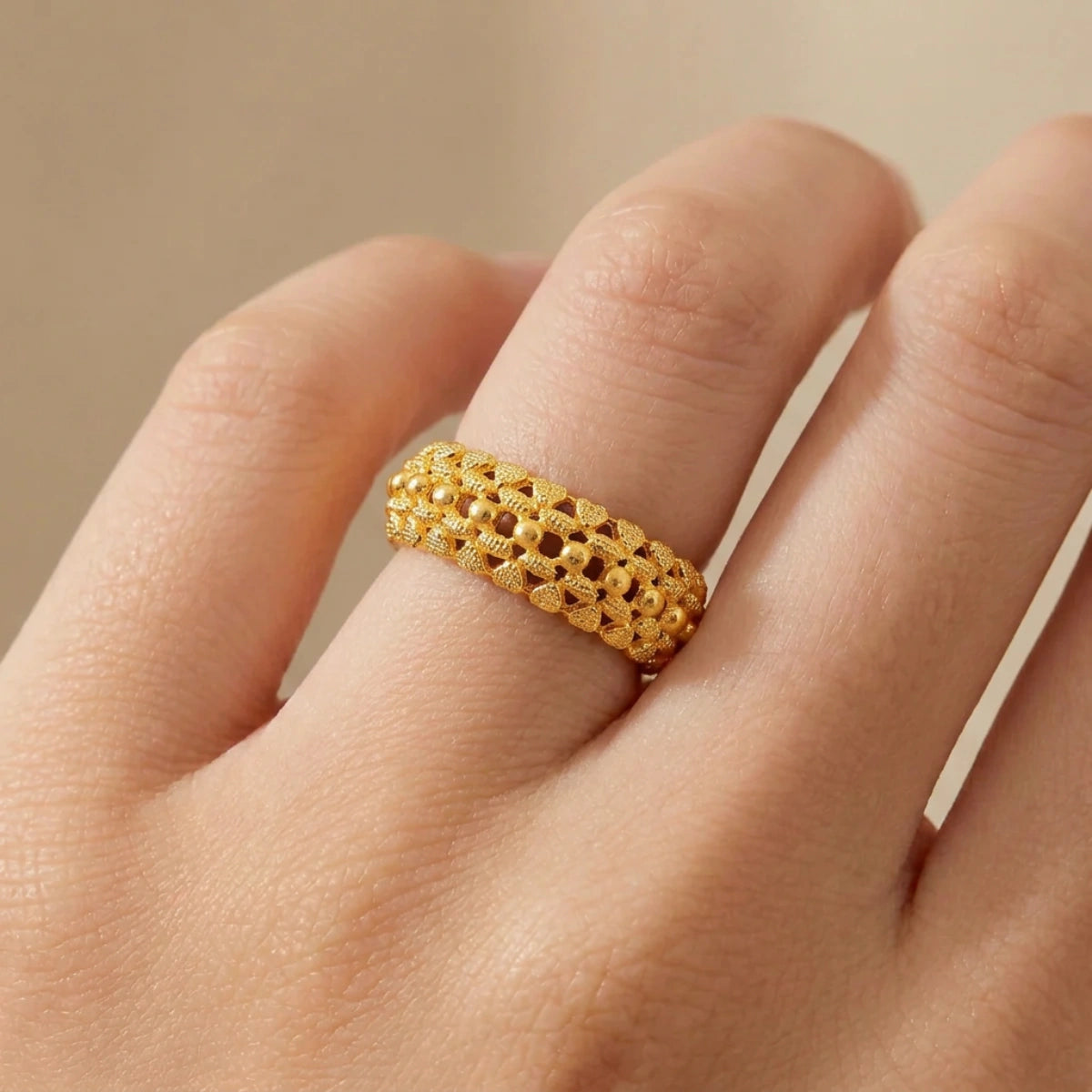 22K Yellow Gold Ring Bold Design