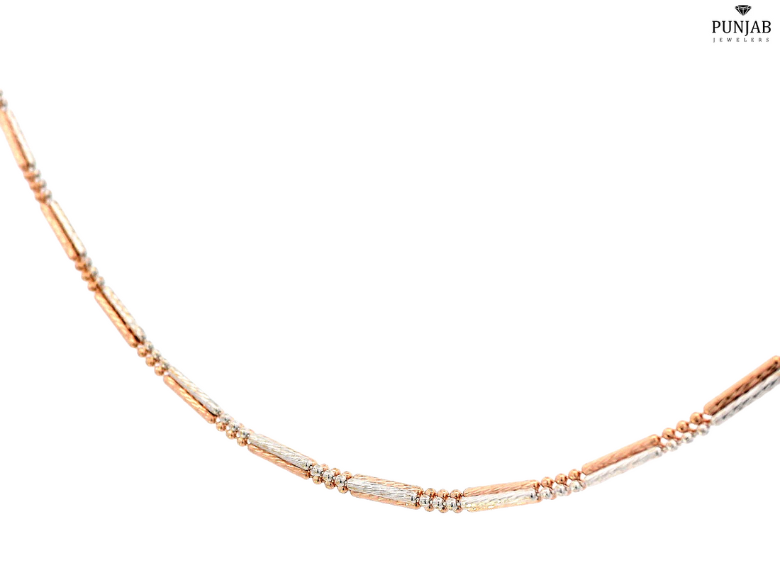 22K Rose and White Gold Necklace with Elegant Detailing