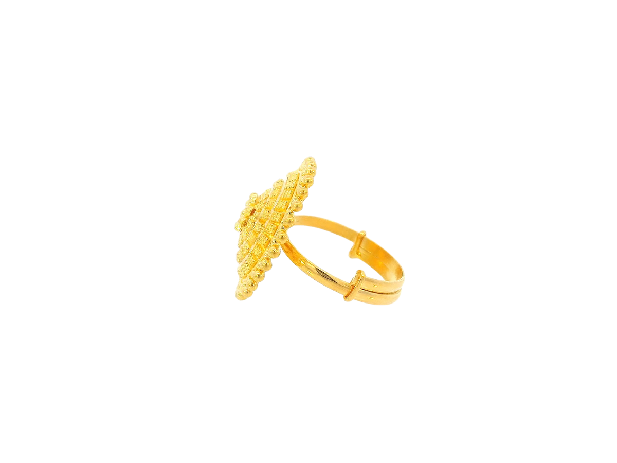 22K Yellow Gold Adjustable Floral Design Ring