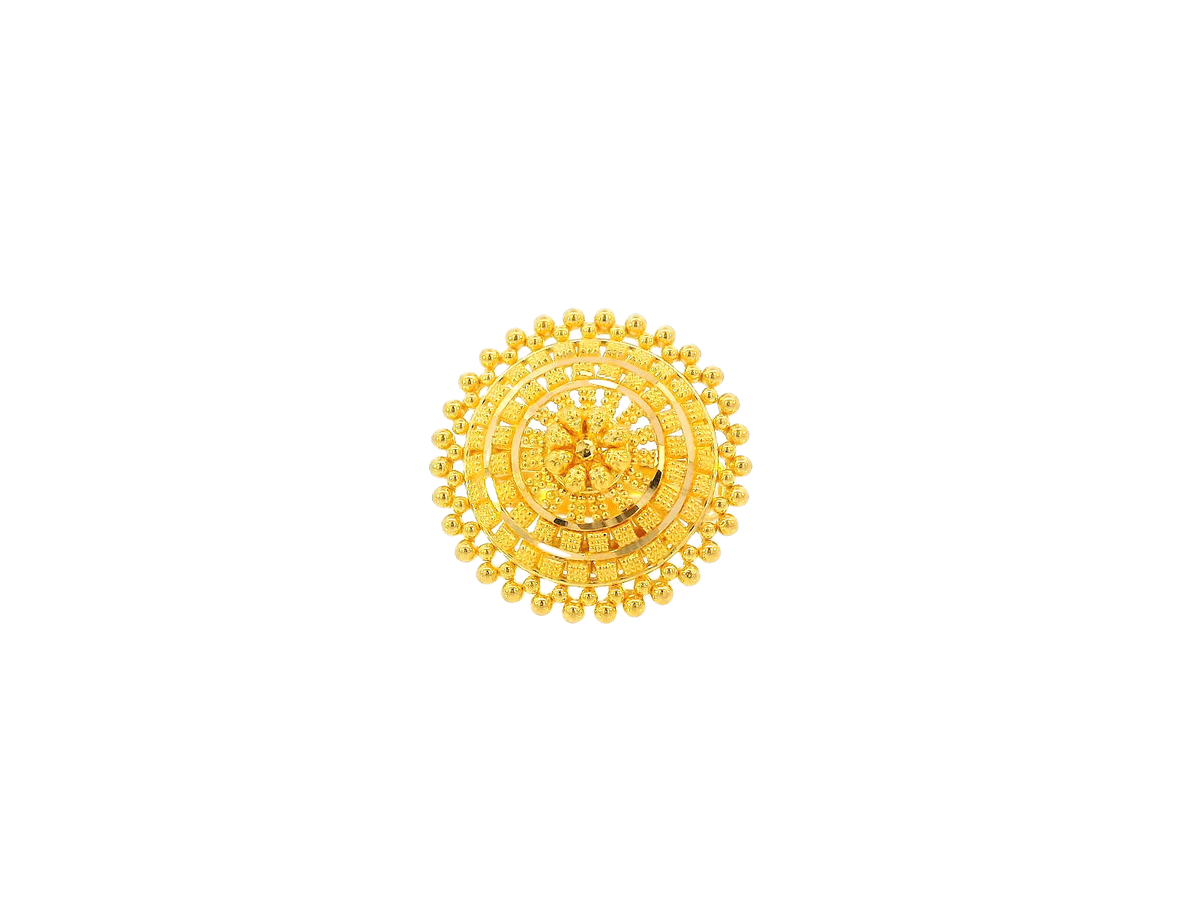 22K Yellow Gold Adjustable Floral Design Ring