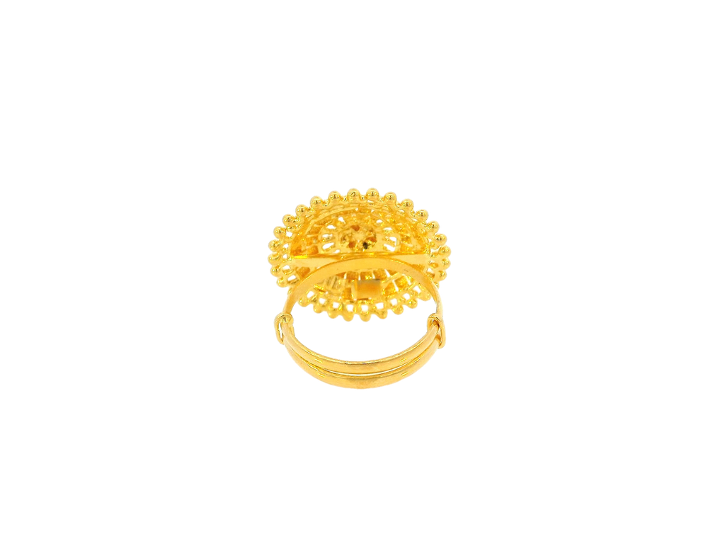 22K Yellow Gold Adjustable Floral Design Ring