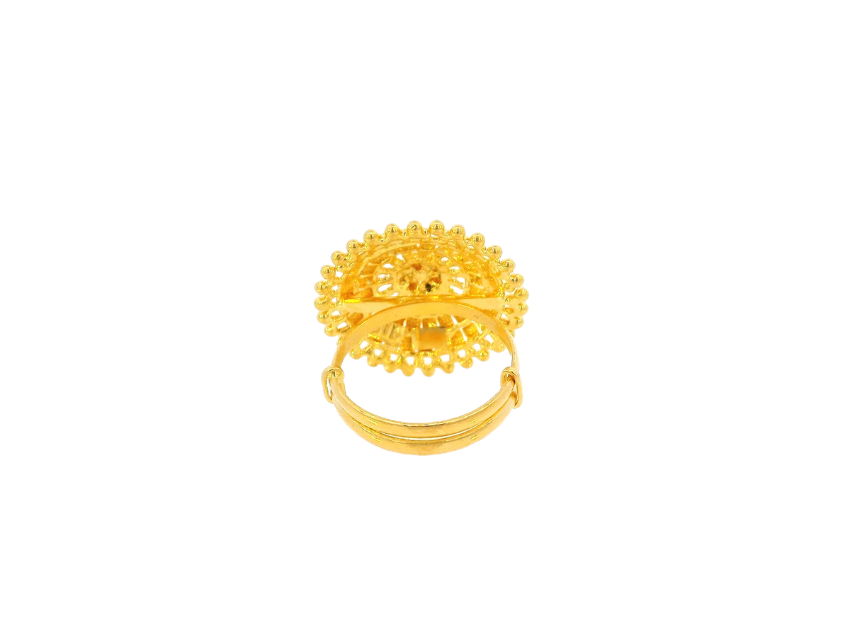 22K Yellow Gold Adjustable Floral Design Ring