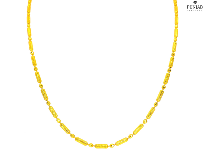 22K Yellow Gold Beaded Chain Necklace with 1.65mm Width