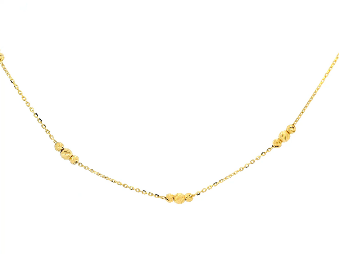 22K Yellow Gold Beaded Necklace – 17 Inches