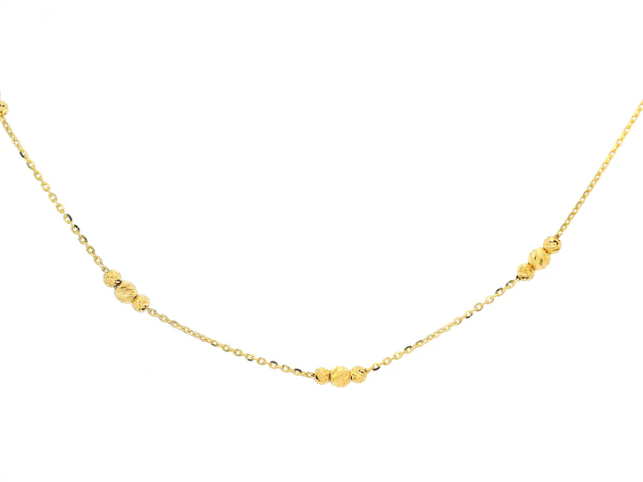 22K Yellow Gold Beaded Necklace – 17 Inches