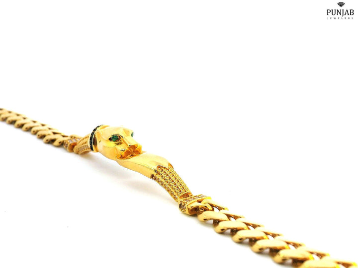 22K Yellow Gold Bracelet with Cubic Zirconia and Open Box Lock