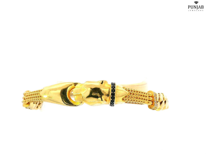 22K Yellow Gold Bracelet with Cubic Zirconia and Open Box Lock