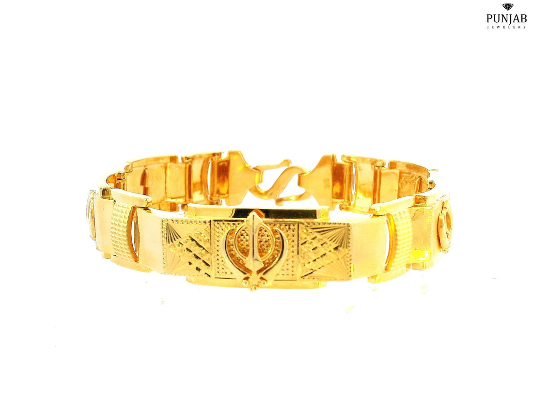 22K Yellow Gold Bracelet with Khanda Design and S-Lock