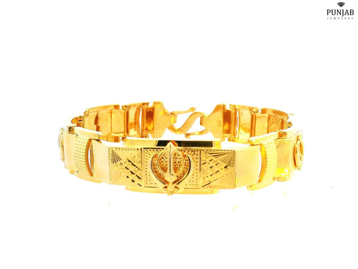 22K Yellow Gold Bracelet with Khanda Design and S-Lock