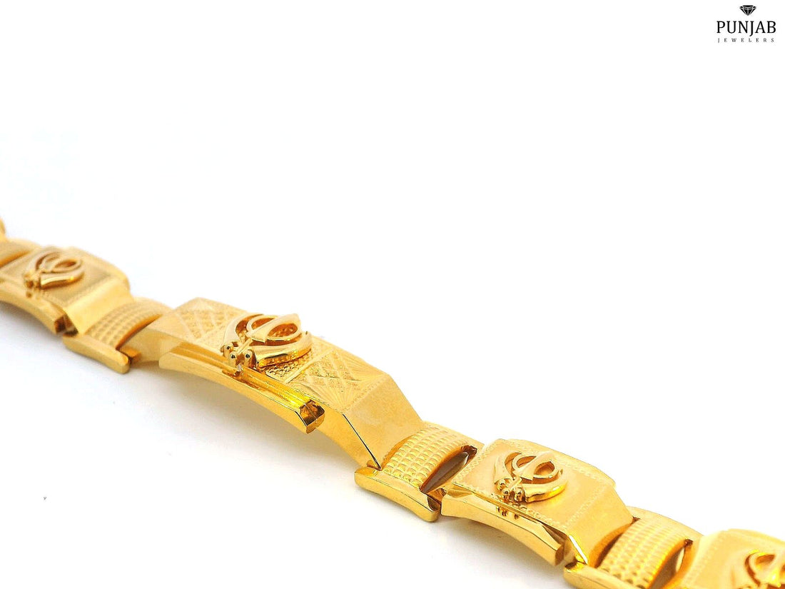 22K Yellow Gold Bracelet with Khanda Design and S-Lock