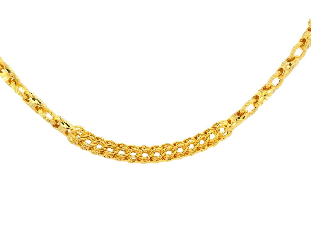 22K Yellow Gold Chain with Intricate Link Design