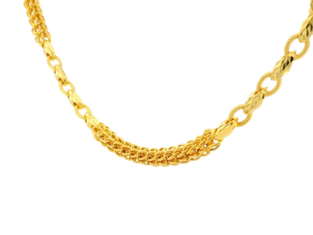 22K Yellow Gold Chain with Intricate Link Design