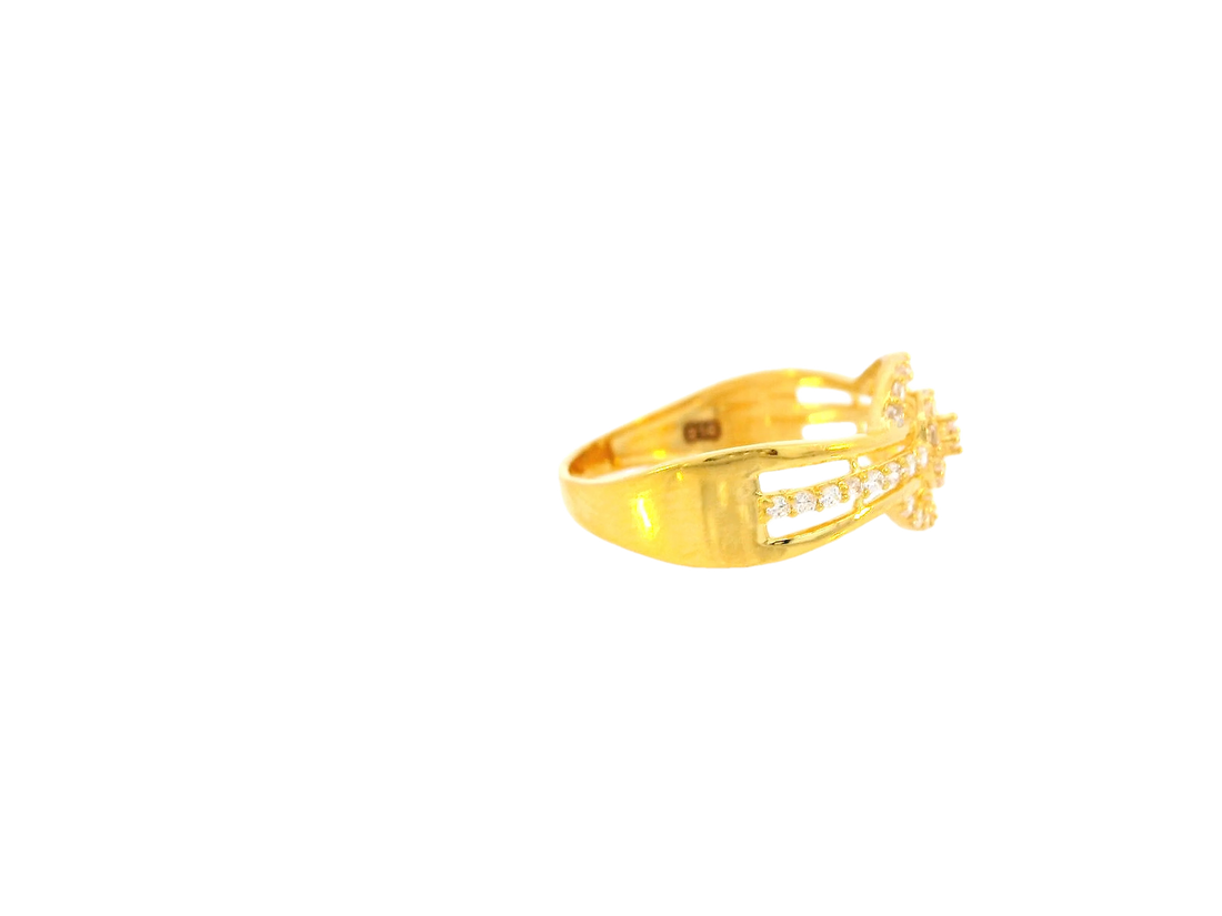 22K Yellow Gold Cubic Zirconia Circle Accent Ring – Size 7