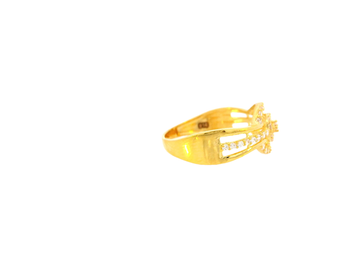 22K Yellow Gold Cubic Zirconia Circle Accent Ring – Size 7