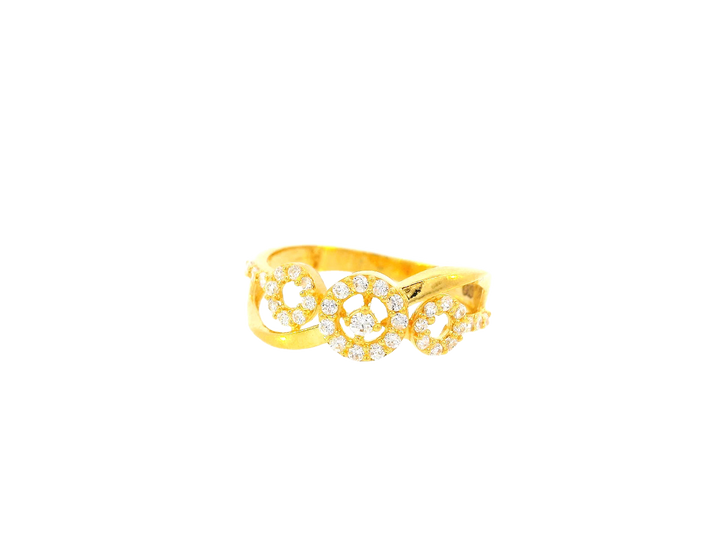 22K Yellow Gold Cubic Zirconia Circle Link Ring – Size 6.7