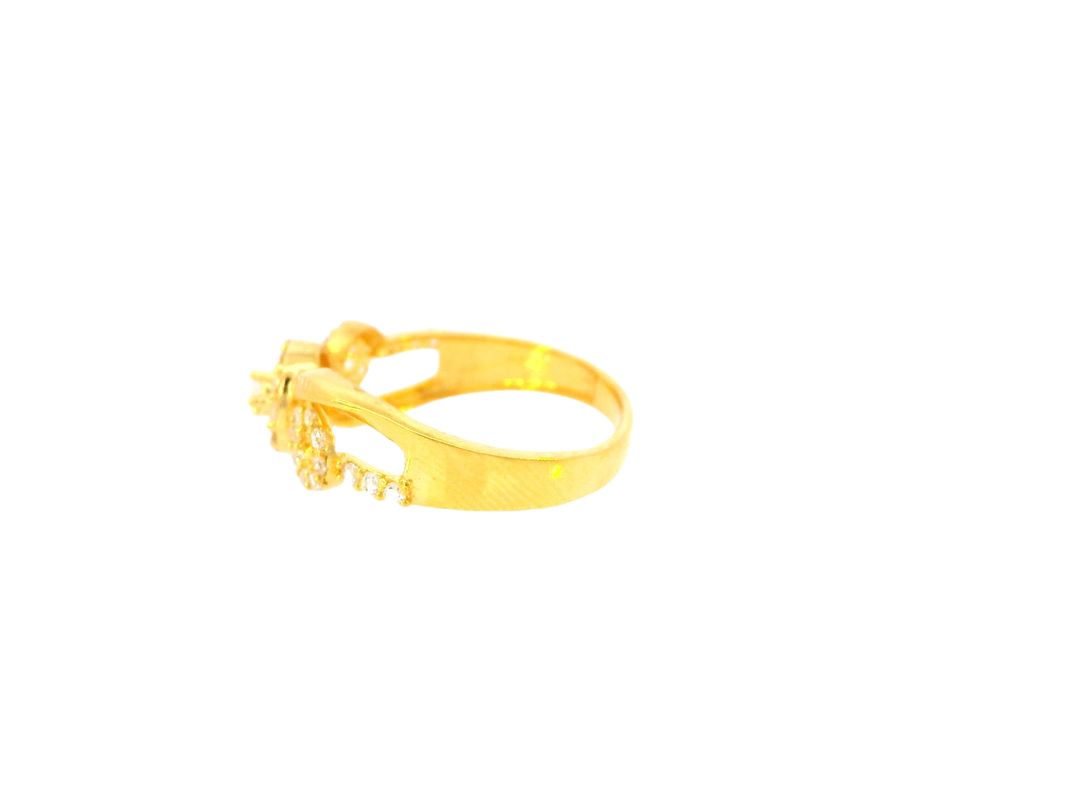 22K Yellow Gold Cubic Zirconia Circle Link Ring – Size 6.7