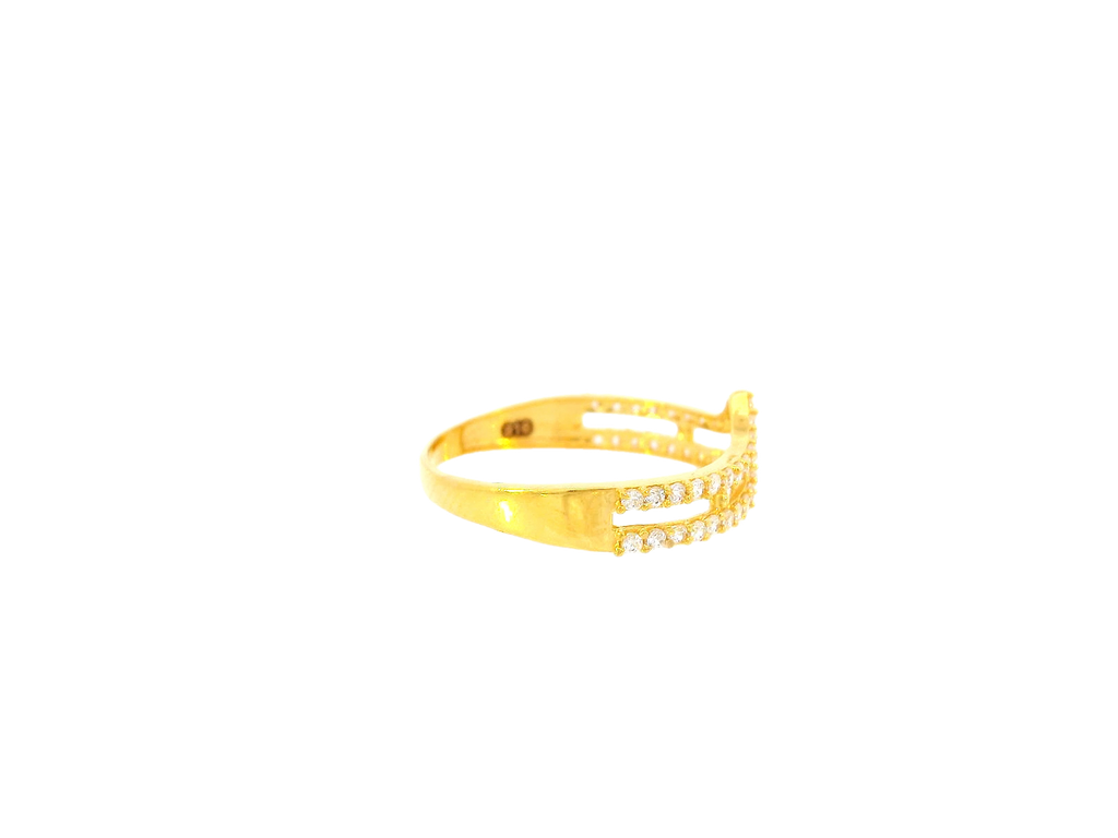22K Yellow Gold Cubic Zirconia Double Band Ring – Size 7.7