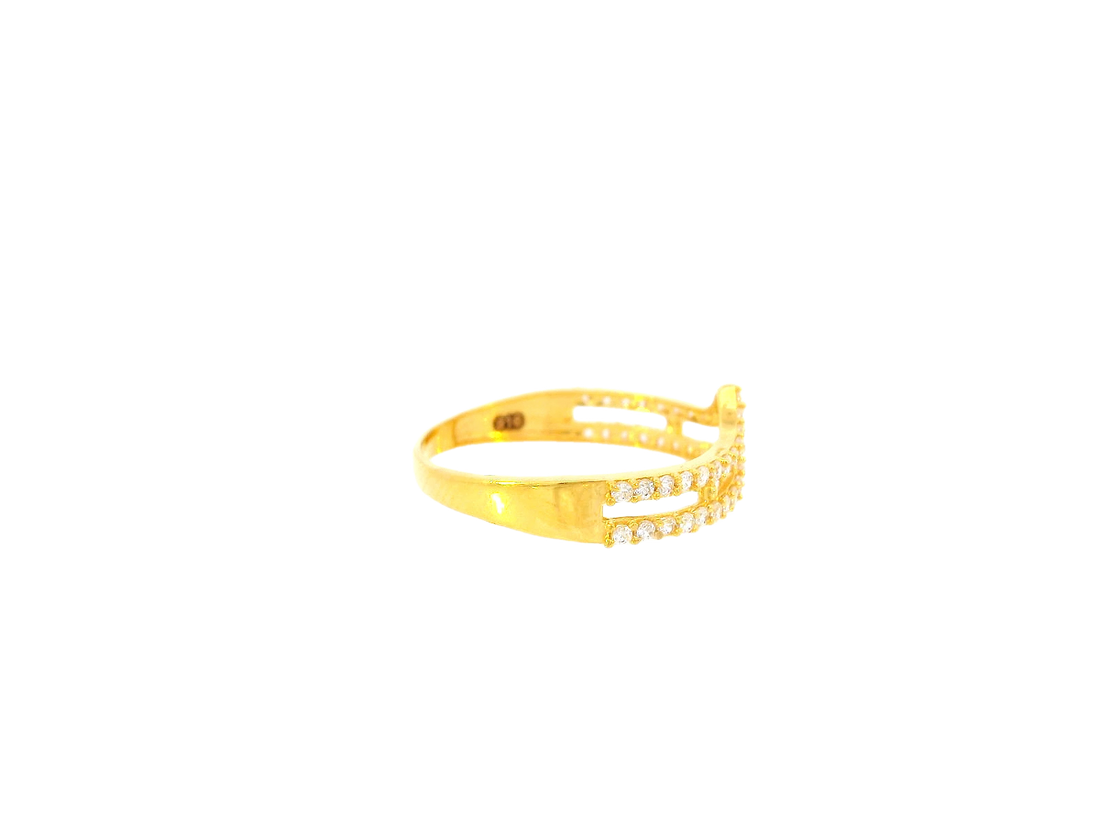22K Yellow Gold Cubic Zirconia Double Band Ring – Size 7.7