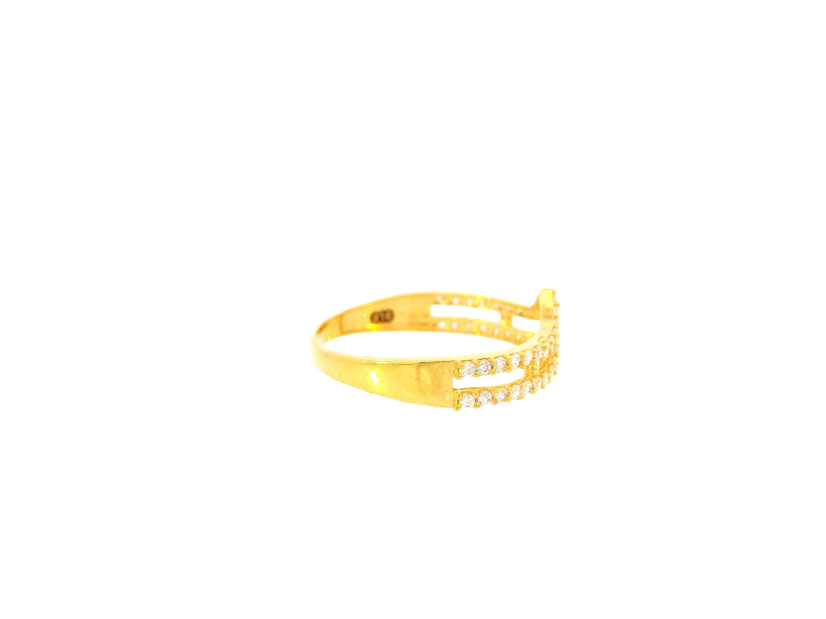 22K Yellow Gold Cubic Zirconia Double Band Ring – Size 7.7