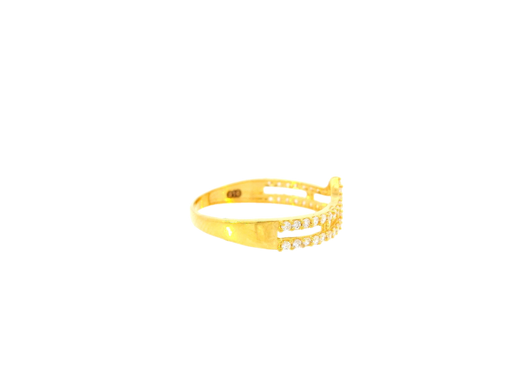 22K Yellow Gold Cubic Zirconia Double Band Ring – Size 7.7