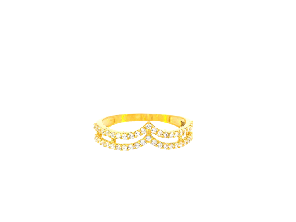 22K Yellow Gold Cubic Zirconia Double Band Ring – Size 7.7