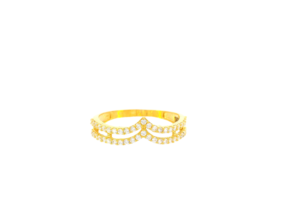 22K Yellow Gold Cubic Zirconia Double Band Ring – Size 7.7