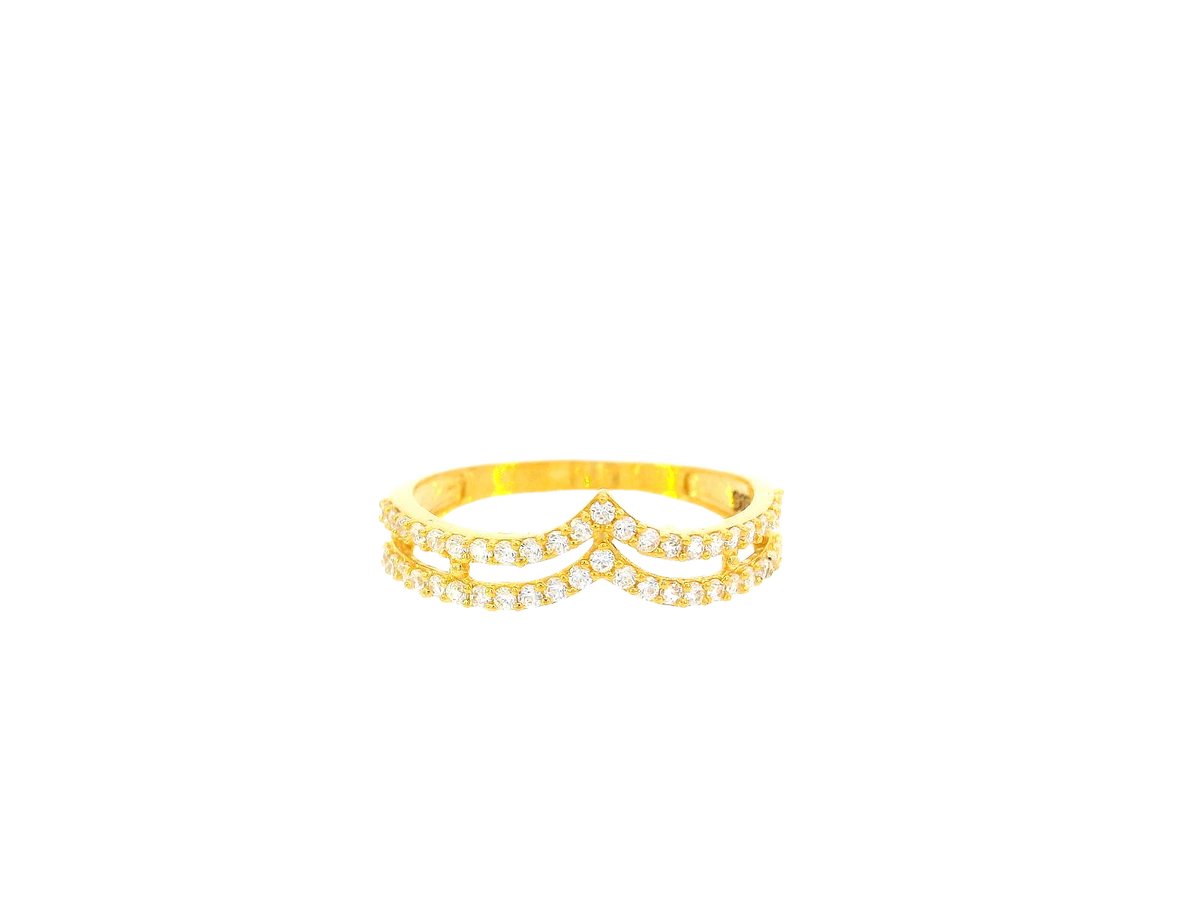 22K Yellow Gold Cubic Zirconia Double Band Ring – Size 7.7