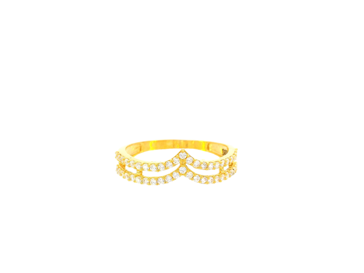 22K Yellow Gold Cubic Zirconia Double Band Ring – Size 7.7