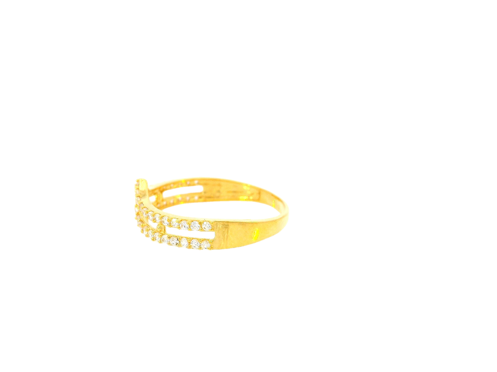 22K Yellow Gold Cubic Zirconia Double Band Ring – Size 7.7
